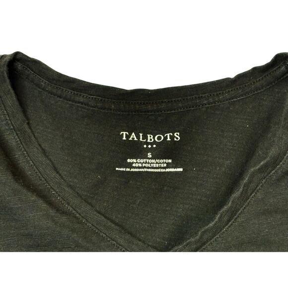 Talbots Basic Tee Black V-neck‎ Top T-shirt SMALL Normcore Dark Girl Casual - Picture 2 of 10